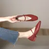 Zapatos de Cuero Estilo Francés, Punta Cuadrada, Boca Baja, Zapatos Mary Jane Casuales, Zapatos Simples Versátiles de Tacón Bajo para el Trabajo para Mujeres, Disponibles en Varios Tamaños