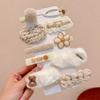 Accesorios para el cabello para niños, horquillas de café con leche, otoño e invierno, nuevo estilo, horquillas de felpa sin pelo para niñas, lindas horquillas laterales con clip para bebés.