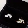 Use o tempo todo! Anel Aberto de Prata com Diamantes Cintilantes Pequenos Cubos de Açúcar Luxo Leve Pulseira Acessórios de Empilhamento de Alta Qualidade Anel de Nicho para Mulheres