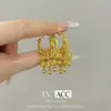 Brincos de Franja com Sino Dourado Elegante em Forma de Leque Retrô para Mulheres, Brincos Únicos Exagerados de Alta Qualidade, Brincos de Estilo Étnico Medieval