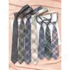 Corbata azul jk para mujer a cuadros estilo japonés camisa de estudiante accesorios de uniforme estilo universitario dk para hombre casual combinable sin perforaciones