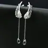 Comercio Exterior aretes de moda europeos y americanos alas de ángel taladro brillante clip para oreja cadena de cristal borla joya para oreja