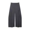 Para Comercio Exterior Europeo y Americano Transfronterizo Ropa de Mujer Aliexpress Más Vendido Otoño Holgado Versátil Gris Oscuro Rayas Cintura Alta Pierna Ancha Pantalones