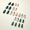 24 piezas de uñas postizas con temática navideña, con un diseño de copo de nieve francés verde, para una fácil aplicación y un look moderno, adecuadas tanto para el mercado europeo como para el americano