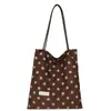 Bolsa de Lona Casual de Gran Capacidad para Mujer, Nueva Ligera para Viajes de Otoño Temprano 2026, Bolso Tote Tipo Cubo de Lunares
