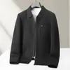 Chaqueta para Hombre 2026 Otoño/Invierno Solapa Cremallera Tejido Patchwork Superior Joven Lujo Ligero Estilo Old Money Ropa de Abrigo de Negocios