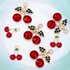 Colgante de Cereza con Incrustaciones de Diamante Moda Creativa Accesorios DIY Aleación de Goteo de Aceite Colgante Individual Collar Pulsera Venta al por Mayor
