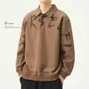 Sudadera para Hombre Nueva de Otoño Prenda Base Marca de Moda Cuello de Polo Manga Larga Letra Sudadera Versátil Sudadera Holgada