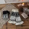 Zapatos y calcetines, calcetines de algodón para niños, color marrón Maillard, cálidos, gruesos, con un lazo, estilo retro, para otoño e invierno, calcetines altos para pantorrilla engrosados