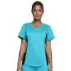 Personal Médico Europeo y Americano Lavable Superior Secado Rápido Elástico Absorbe la Humedad Manga Corta Logo Personalizado Transfronterizo Bloque de Color Top Individual