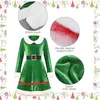 2026 Nuevo Conjunto de Disfraz de Elfo Navideño Transfronterizo para Mujer Cosplay Actuación en Escenario Vestido de Terciopelo Rayas