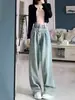 Jeans de Tiro Alto de Pierna Ancha para Mujer, Rectos Adelgazantes, Holgados con Caída, Pantalones Largos hasta el Suelo para Figura Pera Alta y Relajada