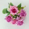 Primavera Sete Garfo Big Horned Rose Simulação Flor Net Cartão Vermelho Flor Tiro Adereços Casamento Decoração de Casamento Decoração de Hotel