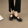 Zapatos de salón para mujer 2026 otoño nuevo estilo retro francés Mary Jane, punta redonda, tacón grueso, corte bajo, pequeños zapatos de piel brisa suave de la noche