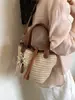 Bolso de paja tejido para mujer verano 2026 nuevo versátil de un solo hombro cruzado bolsa de playa para vacaciones bolso de mano bolso cubo