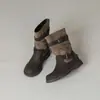 Botas de Vaquero Western de Ante con Hebilla Retro Maillard Otoño/Invierno Nueva Llegada Botas de Caballero Botas Fruncidas Apiladas Botas Cortas Mujer