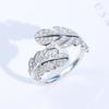 Anillo de Diamantes de Alto Carbono con Microincrustaciones de Oro Blanco pt950 con Diseño Hermoso y Súper de Hada, Exquisito Anillo de Plumas
