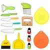 Cuchillo de Plástico para Fruta para Educación Temprana Infantil Cuchillo para Pelar Melón y Fruta Tabla de Cortar Patatas Molde para Galletas para Alimentos Complementarios Juego de Recogedor y Escoba