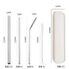 Amazon transfronterizo acero inoxidable 304 pajilla color titanio plateado café té de leche bebida pajilla metálica extendida juego