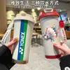 Taza Termo de Bádminton a la Moda, Taza de Agua Deportiva Personalizada con Popote, Taza de Café con Doble Boquilla para Hombres y Mujeres, Gran Capacidad, Alto Valor Estético