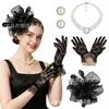 Accesorios para fiestas de festivales de carreras de caballos más vendidos de Amazon: conjunto de tocado de plumas, guantes, combinación de aretes y collar, accesorios de actuación