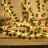 Luz de Rattan LED Folha de Ouro Fio de Cobre Luz Decoração de Mesa de Restaurante Hera Artificial Cor de Folha de Rosa Cordão de Luz Atacado
