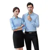 Camisa profissional de gola V igual para homens e mulheres loja 4s seguro vendas imobiliárias camisa de negócios roupas de trabalho para funcionários do escritório