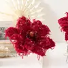 Nuevas Decoraciones Navideñas Ins de Gama Alta Flores Navideñas Borgoña Flor de Magnolia Simulada Escena Artística Elementos de Decoración
