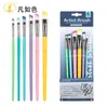 Set de 6 Bolígrafos de Acuarela Transfronterizos, Serie de Colores Macarrón, Pinceles de Nylon para Gouache, Pintura Acrílica y Pintura al Óleo