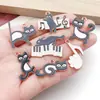 Dibujo Lindo Gato Negro Piano Nota Musical Gota de Aceite Colgante DIY Collar Cadena de Teléfono Colgante Accesorios de Joyería
