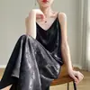 Vestido de tirantes elegante estilo 2024 para mujer, 24 Verano, estilo francés, sexy, base de satén imitación seda, vestido largo