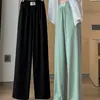 Pantalones de pierna ancha mujer verano finos de talle alto con caída de punto pantalones adelgazantes casuales de pierna recta pantalones largos de seda de hielo palillo mujer