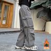 Calças Cargo Forradas com Fleece para Meninas Outono/Inverno 2025 Novo Estilo Calças Casuais de Inverno para Crianças Maiores com Fleece Integrado Calças de Perna Larga Tendência