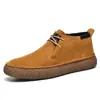 Piel Gamuza, Piel Gamuza Merceizada, Tenis de Caña Media, Botines, Zapatos Casuales de Piel para Hombre Retro Chino, Zapatos de Moda con Suela Gruesa