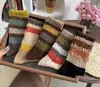 Meias Longas Vintage para Mulheres, Outono e Inverno, Ajuste Solto, Sem Apertar, Meias Folgadas, Estilo Despojado Trendy, Estilo Coreano Ins, Arco-Íris Listrado