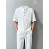 Traje ligero de estilo chino para hombre de verano, conjunto de dos piezas simple y casual con botones, manga corta y pantalón largo, modelo nuevo