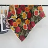 Pañuelo Cuadrado de Terciopelo de Seda 70 con Patrón de Espiga, Pañuelo Versátil, Imitación Cachemir, Flor de Peonía, Multicolor, Nuevo Estilo Coreano, Venta Directa, Pañuelo de Seda Personalizado