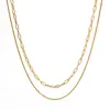 Cadena de Acero Inoxidable de Doble Capa con Cadena Cruzada Hueso de Serpiente, Chapada en Oro de 18K, Estilo de Lujo Ligero de Nicho para Mujeres, Cadena de Venta Caliente Transfronteriza