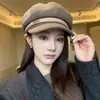 Sombrero británico vintage para mujer con ala ancha que hace que la cara se vea más pequeña, nuevo sombrero octagonal de otoño, sombrero de artista moderno y versátil, boina