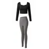 Conjunto de Roupa Especial de Yoga Pilates para Mulheres Versátil Cintura Marcada Emagrecedor Manga Longa Top Esportivo Calça de Yoga de Cintura Alta para Mulheres