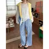 Pantalones de dormir florales retro estilo coreano de pierna ancha para mujer, pantalones casuales sueltos de verano para casa, adecuados para usar al aire libre y para caminar