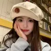 Boina para Mujer, Sombrero de Nube Vintage con Botones, Sombrero Versátil de Otoño e Invierno que Hace que la Cara Parezca Más Pequeña, Sombrero de Artista