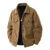 Jaqueta Workwear de Veludo Cotelê Nova Outono/Inverno Masculina Lapela Retrô Espessada Tamanho Plus Moda Casual Jaqueta Cardigan Masculina