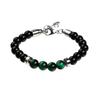 Transfronteiriço Novo Estilo Europeu e Americano Masculino Pulseira de Aço Inoxidável com Pedra Olho de Tigre e Pinheiro Branco Ágata Turquesa Pulseira Ajustável Transfronteiriço