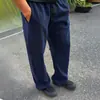 Calça Azul Escuro Estilo Retrô Americano com Padrão de Escamas de Cobra para Homens, Calça de Verão Relaxada com Caimento Reto, Calça Esportiva Casual Emagrecedora