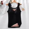 Roupa Térmica de Lã Grossa para Mulheres, Colete Térmico para Mulheres, Roupa de Baixo e Roupa de Cima, Costas Bonitas, Sem Sutiã, Camiseta Térmica de Lã para Mulheres
