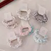 Un par de scrunchies florales de dibujos animados, simples cintas para el pelo de tela básica que no dañan el cabello, adecuados para coletas, gomas elásticas para el pelo para mujeres