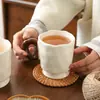 Taza de Cerámica, Taza de Café, Taza Linda y Atractiva, Regalo Pequeño, Asa Redonda de Pétalo, Vaso de Agua Souvenir, Personalización de Regalos