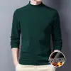 [Entrega Rápida] Camiseta Interior para Hombre con Cuello de Tortuga Medio, Doble Cara de Terciopelo, Manga Larga, Marca de Moda para Otoño
