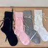 Calcetines Lolita calcetines jk de encaje para pantorrilla calcetines de mujer primavera otoño verano finos estilo ballet calcetines de tubo fruncidos con lazo